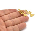 Brass Cactus Charm, 12 Raw Brass Cactus Charms With 1 Loop (30x12x0.60mm) A4530