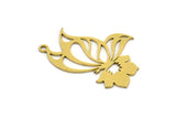 Brass Flower Charm, 10 Raw Brass Flower Charms With 1 Loop, Findings (30x20x0.60mm) A4544
