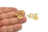 Brass Flower Charm, 10 Raw Brass Flower Charms With 1 Loop, Findings (30x20x0.60mm) A4544