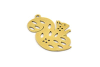 Brass Squirrel Charm, 10 Raw Brass Squirrel Charms With 1 Loop (28x18x0.60mm) A4545