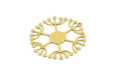 Brass Dandelion Charm, 6 Raw Brass Round Shaped Taraxacum Charms With 1 Loop (32x30x0.60mm) A4296