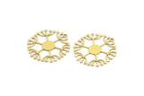 Brass Dandelion Charm, 8 Raw Brass Round Shaped Taraxacum Charms With 1 Loop (28x26x0.60mm) A4299