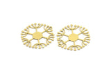 Brass Dandelion Charm, 8 Raw Brass Round Shaped Taraxacum Charms With 1 Loop (28x26x0.60mm) A4299