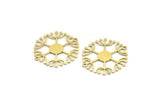 Brass Dandelion Charm, 8 Raw Brass Round Shaped Taraxacum Charms With 2 Loops (29x26x0.60mm) A4297
