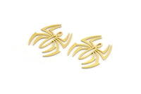 Brass Spider Charm, 12 Raw Brass Spider Shaped Charms With 1 Loop (19x17x0.60mm) A4314