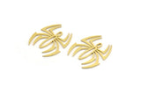 Brass Spider Charm, 12 Raw Brass Spider Shaped Charms With 1 Loop (19x17x0.60mm) A4314
