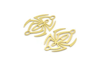Brass Spider Charm, 12 Raw Brass Spider Shaped Charms With 2 Loops, Connector Findings (30x21x0.60mm) A4311