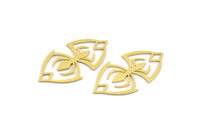 Brass Spider Charm, 12 Raw Brass Spider Shaped Charms With 2 Loops, Connector Findings (30x17x0.60mm) A4306