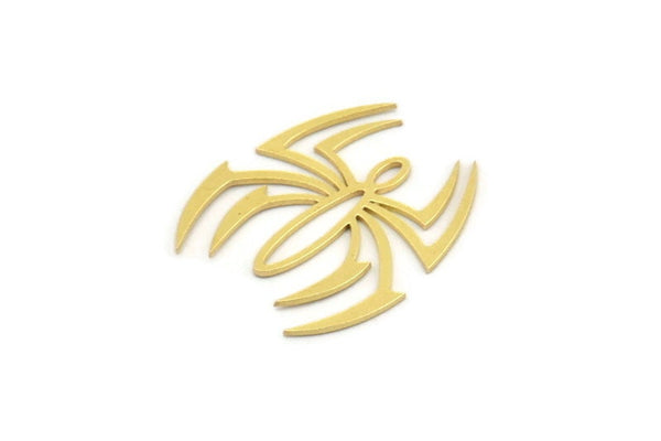 Brass Spider Charm, 12 Raw Brass Spider Shaped Charms With 1 Loop (24.5x21.5x0.60mm) A4307