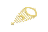 Brass Marquise Charm, 4 Raw Brass Crescent Moon And Star Patterned Charms With 1 Loop, Eye Charms, Fringed Charms (62x33x0.60mm) A4300