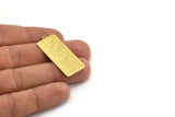 Brass Flower Charm, 4 Raw Brass Flower Patterned Rectangle Shaped Charms With 1 Loop, Findings (39x17x0.60mm) A4566