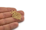 Brass Fruit Charm, 6 Raw Brass Grape Shaped Charms With 1 Loop, Findings (38x24x0.60mm) A4564