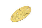 Brass Flower Charm, 6 Raw Brass Flower Patterned Oval Shaped Charms With 1 Hole, Findings (35x18x0.60mm) A4567