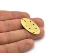 Brass Flower Charm, 6 Raw Brass Flower Patterned Oval Shaped Charms With 1 Hole, Findings (35x18x0.60mm) A4567