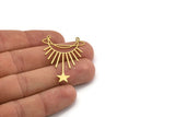 Brass Moon Charm, 8 Raw Brass Crescent Moon And Star Shaped Charms With 2 Loops, Charm Findings (41x30x0.60mm) A4578
