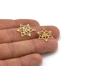 Brass Star Charm, 24 Raw Brass Star Charms With 1 Loop, Charm Pendants (21x16.5x0.60mm) A4579