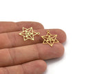 Brass Star Charm, 24 Raw Brass Star Charms With 1 Loop, Charm Pendants (21x16.5x0.60mm) A4579