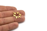 Brass Flower Charm, 12 Raw Brass Flower Shaped Charms With 1 Loop, Findings (25x20x0.60mm) A4561