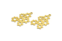 Brass Flower Charm, 12 Raw Brass Flower Shaped Charms With 1 Loop, Findings (25x16x0.60mm) A4568