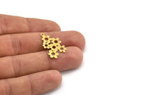 Brass Flower Charm, 12 Raw Brass Flower Shaped Charms With 1 Loop, Findings (25x16x0.60mm) A4568