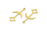 Brass Moon Charm, 24 Raw Brass Crescent Moon Charms With 1 Loop (27x14x0.60mm) A4580