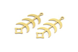 Brass Moon Charm, 12 Raw Brass Crescent Moon Charms With 1 Loop (32.5x14x0.60mm) A4581