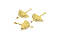 Brass Sun Charm, 24 Raw Brass Sun Charms With 2 Loops, Brass Connectors (24x18x0.60mm) A3875