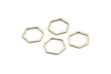 Silver Hexagon Ring Charm, 25 Antique Silver Plated Brass Hexagon Shaped Ring Charms (12x0.80mm) Bs 1171 H0053
