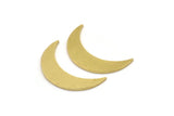 Brass Moon Blank, 12 Raw Brass Crescent Moon Shaped Blanks, Findings (25x6.5x1mm) A4593
