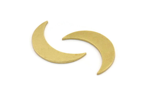 Brass Moon Blank, 12 Raw Brass Crescent Moon Shaped Blanks, Findings (25x6.5x1mm) A4593