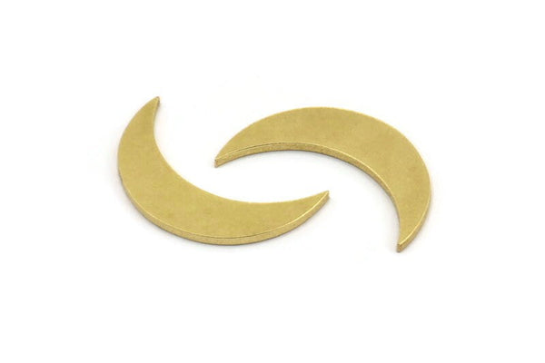 Brass Moon Blank, 12 Raw Brass Crescent Moon Shaped Blanks, Findings (21x5.5x1mm) A4592