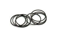 Black Circle Connector, 15 Oxidized Brass Black Circle Connectors (25x1mm) Bs-1108 S235