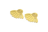 Brass Flower Charm, 8 Raw Brass Flower Charms, Charm Pendants (22x28x0.60mm) A4321