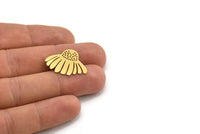 Brass Flower Charm, 8 Raw Brass Flower Charms, Charm Pendants (22x28x0.60mm) A4321