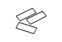 Black Rectangle Ring, 12 Oxidized Black Brass Open Rectangle Connectors (14x34x1mm) A4123 S1205