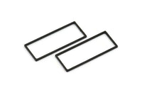 Black Rectangle Ring, 12 Oxidized Black Brass Open Rectangle Connectors (14x34x1mm) A4123 S1205