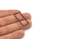 Black Rectangle Ring, 12 Oxidized Black Brass Open Rectangle Connectors (14x34x1mm) A4123 S1205