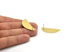 Brass Moon Earring, 4 Raw Brass Half Moon Shaped Stud Earrings, Semi Circle Earrings (37x15x0.80mm) D0525 A4599