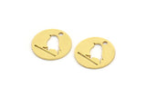 Brass Bird Charm, 24 Raw Brass Bird Patterned Round Shaped Charms With 1 Hole (12x0.60mm) A4324