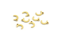 Crescent Moon Charm, 250 Raw Brass Tiny Crescent Moon Charms With 1 Loop, Earrings, Findings (7x4x0.80mm) D0752