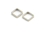 Silver Square Charm, 24 Silver Tone Square Ring Charms (10x2.2x0.7mm) BS 2268