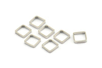 Silver Square Charm, 24 Silver Tone Square Ring Charms (10x2.2x0.7mm) BS 2268