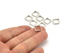 Silver Square Charm, 24 Silver Tone Square Ring Charms (10x2.2x0.7mm) BS 2268