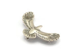 Silver Eagle Charm, Antique Silver Plated Brass Eagle Pendants With 4 Loops (46x21x2mm) N1190 H1593