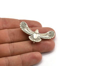 Silver Eagle Charm, Antique Silver Plated Brass Eagle Pendants With 4 Loops (46x21x2mm) N1190 H1593