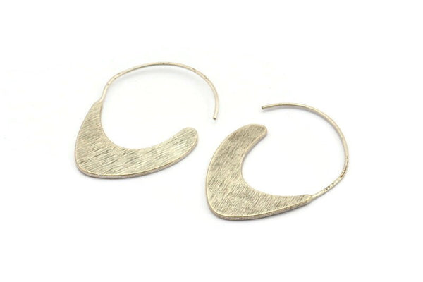 Silver Wire Earring, 2 Antique Silver Plated Brass Ear Wire Earring Findings (40x28mm) N1250