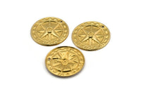 Pirinç Pusula Tılsımı, 1 Delikli 24 Ham Pirinç Pusula Tılsımı, Küpeler, Kolye Uçları, Bulgular (25x2mm) D1071