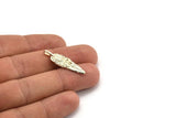 Silver Amazon Leafs, 2 - 925 Sterling Silver Plated Brass Leaf Charms, Tribal Pendants With 1 Holes (32x9.5mm) N0181