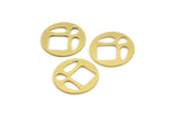 Brass Round Charm, 12 Raw Brass Square And Drop Patterned Round Shape Charms, Charm Pendants, Blank Findings (18x0.80mm) A4327
