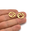 Brass Round Charm, 12 Raw Brass Square And Drop Patterned Round Shape Charms, Charm Pendants, Blank Findings (18x0.80mm) A4327